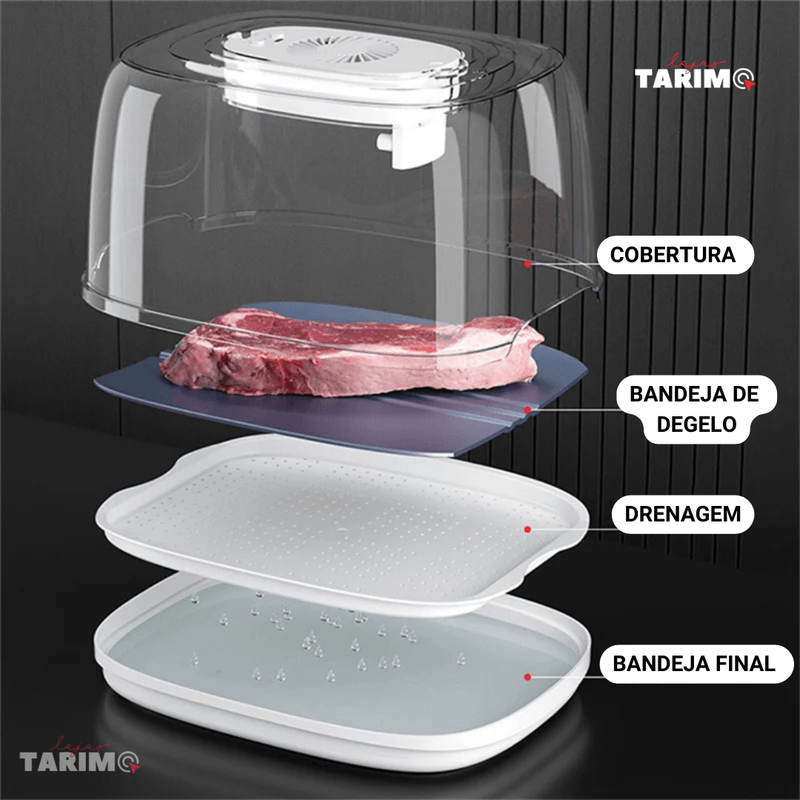 Máquina de Descongelar Rápido Thawer Max Tarimo -  Descongela Alimentos Rapidamente em Bandeja 360º 4 em 1 Portátil Sem